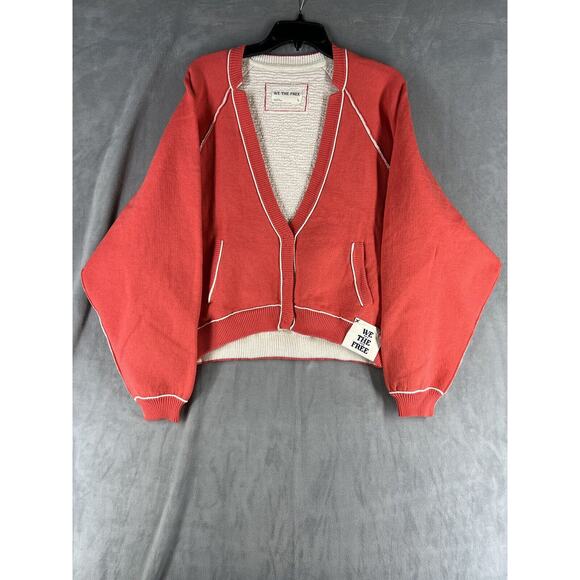 Free People Midnight Cardi Cardigan Sweater Size Small Red V-Neck - Picture 1 of 9